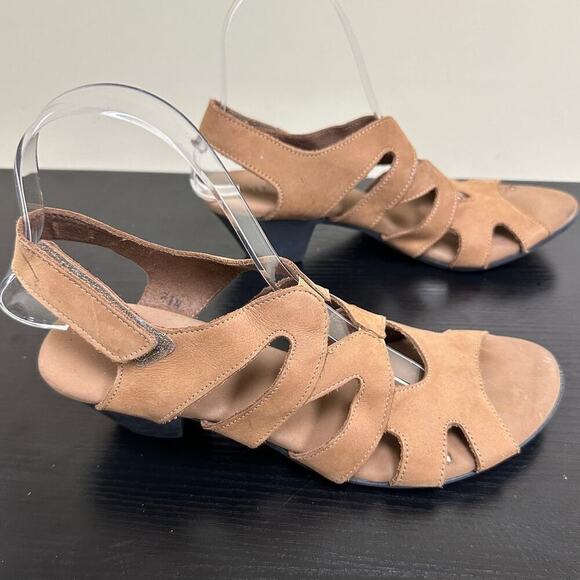 Sesto Meucci Size 7N Philys Viso Nubuck Leather Slip On Slingback Sandals Tan - Picture 6 of 12